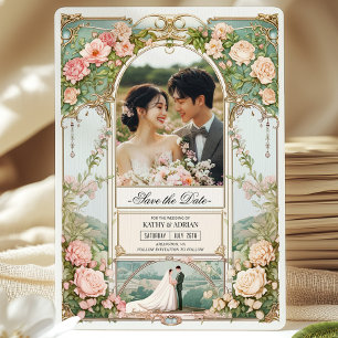 Pastellrosa und weiße Blütenhochzeit Sichern Sie d Einladung
