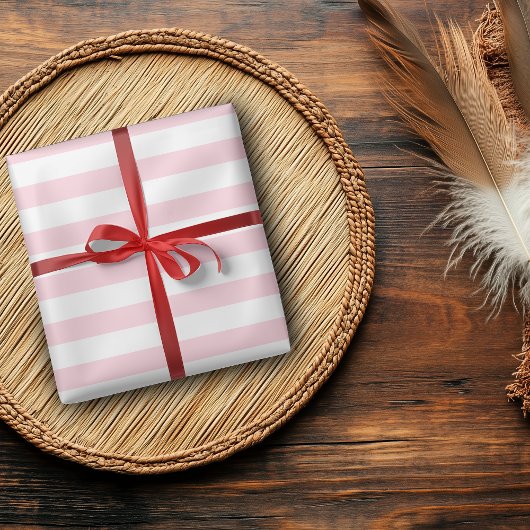 Pastellrosa und weiße, breite Streifen Geschenkpapier