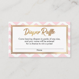 Pastellrosa und weiße Chevron-Windel-Raffle-Karten Begleitkarte