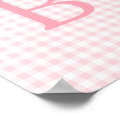 Pastellrosa und Weiße Gingham Monogram Poster (Ecke)