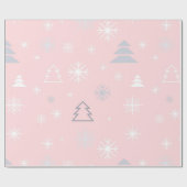 Pastellrosa und weiße Schneeflocken Geschenkpapier (Flach)