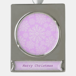 Pastellrosa und weiße Weihnachtsschneeflocken Must Banner-Ornament Silber