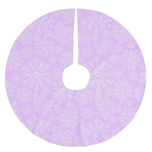 Pastellrosa und weiße Weihnachtsschneeflocken Must Polyester Weihnachtsbaumdecke (Vorderseite)