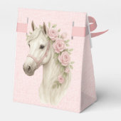 Pastellrosa und Weißes Pferd Hochzeit Geschenkschachtel (Rückseite)