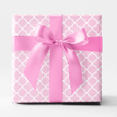 Pastellrosa und Weißgitter Quatrefolie Geschenkpapier