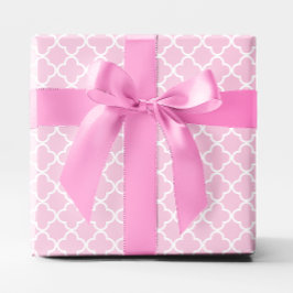 Pastellrosa und Weißgitter Quatrefolie Geschenkpapier