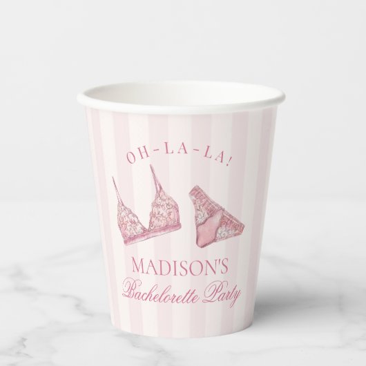 Pastellrosa Unterwäsche Dusche Junggesellinnenabsc Pappbecher (Vorderseite)