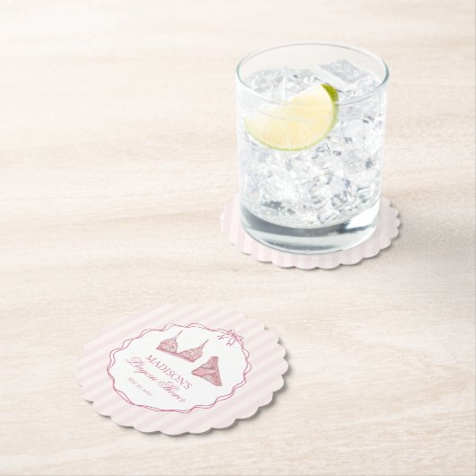 Pastellrosa Unterwäsche Dusche Spitze Junggesellin Untersetzer (Vor Ort)