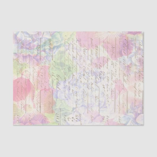 Pastellrosa Vintag verblasste Decoupage Floral Seidenpapier (Vorderseite)