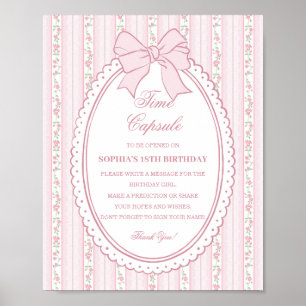 Pastellrosa Vintage-Fancy-Blumen-Timecapsule Poster