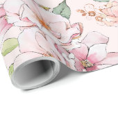 Pastellrosa Vintage Rose Geschenkpapier (Rolleneckpunkt)