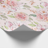 Pastellrosa Vintage Rose Geschenkpapier (Ecke)