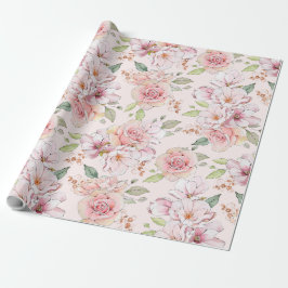 Pastellrosa Vintage Rose Geschenkpapier
