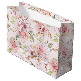 Pastellrosa Vintage Rose Große Geschenktüte