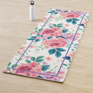 Pastellrosa Vintage Rose Muster Yogmatte Yogamatte