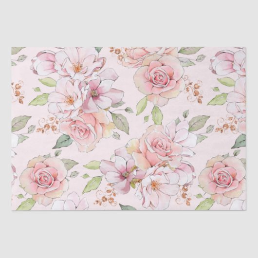 Pastellrosa Vintage Rose Seidenpapier (Vorderseite)