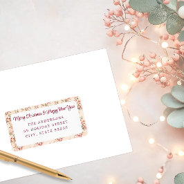 Pastellrosa Vintager Blumenurlaub Adressaufkleber