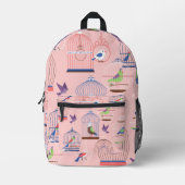 Pastellrosa Vogelgeflügel Bedruckter Rucksack (Vorderseite)