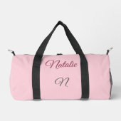 Pastellrosa Vollfarbe mit Monogramm Duffle Bag (Vorderseite)