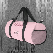 Pastellrosa Vollfarbe mit Monogramm Duffle Bag