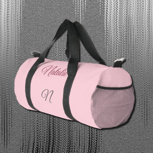 Pastellrosa Vollfarbe mit Monogramm Duffle Bag