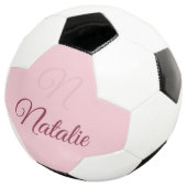 Pastellrosa Vollfarbe mit Monogramm Fußball (Dreiviertel)