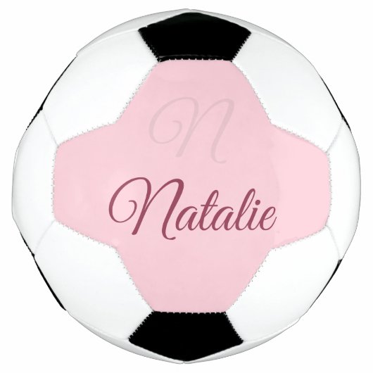 Pastellrosa Vollfarbe mit Monogramm Fußball (Vorderseite)