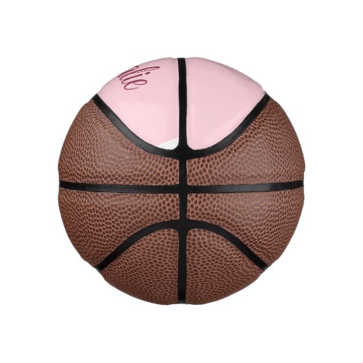 Pastellrosa Vollfarbe mit Monogramm Mini Basketball (Rechts)