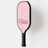 Pastellrosa Vollfarbe mit Monogramm Pickleball Schläger (Links)