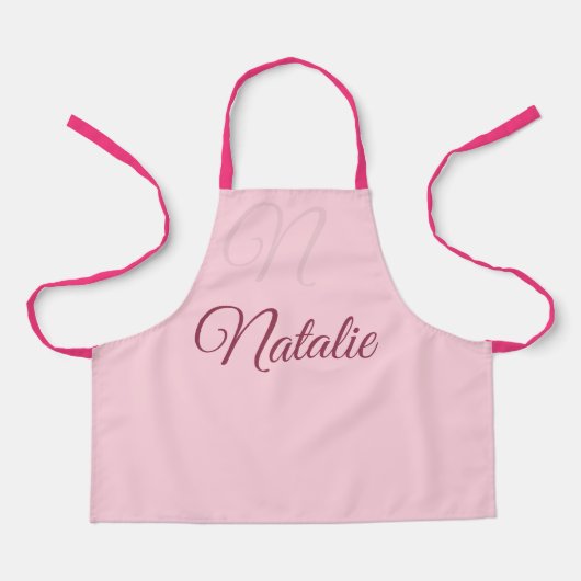Pastellrosa Vollfarbe mit Monogramm Schürze (Vorderseite)
