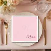 Pastellrosa Vollfarbe mit Monogramm Serviette