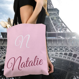 Pastellrosa Vollfarbe mit Monogramm Tasche