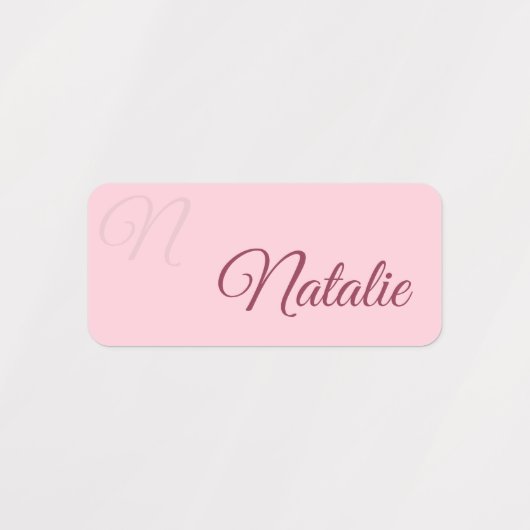 Pastellrosa Vollfarbe personalisiert Etiketten (Design 1)