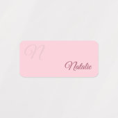 Pastellrosa Vollfarbe personalisiert Etiketten (Design 2)