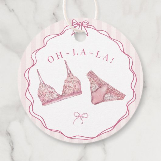 Pastellrosa Wäsche Dusche Junggesellinnenabschied Geschenkanhänger (Rückseite)