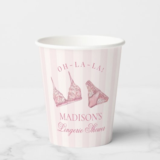 Pastellrosa Wäsche Dusche Junggesellinnenabschied  Pappbecher (Rückseite)