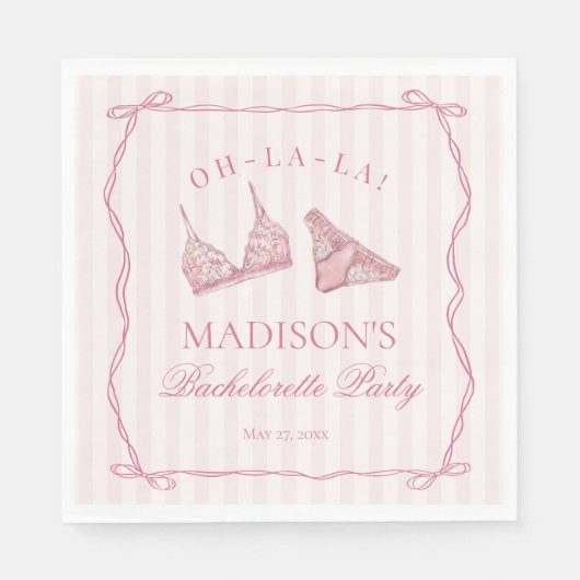 Pastellrosa Wäsche Dusche Junggesellinnenparty Serviette (Vorderseite)