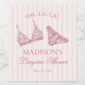 Pastellrosa Wäsche Dusche Junggesellinnenparty Weinetikett (Einzelnes Label)