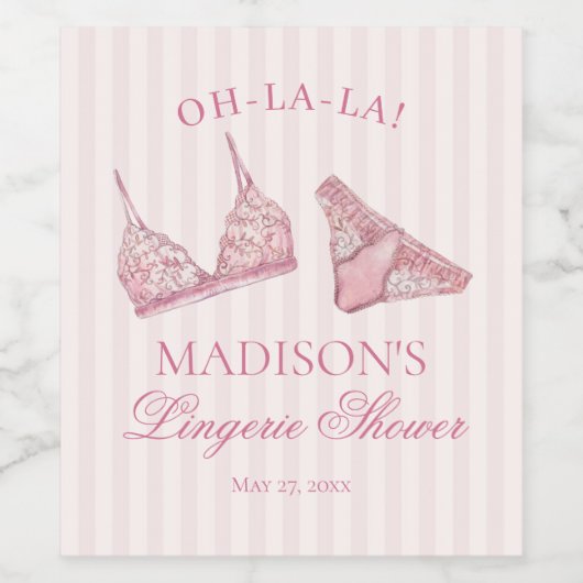 Pastellrosa Wäsche Dusche Junggesellinnenparty Weinetikett (Einzelnes Label)