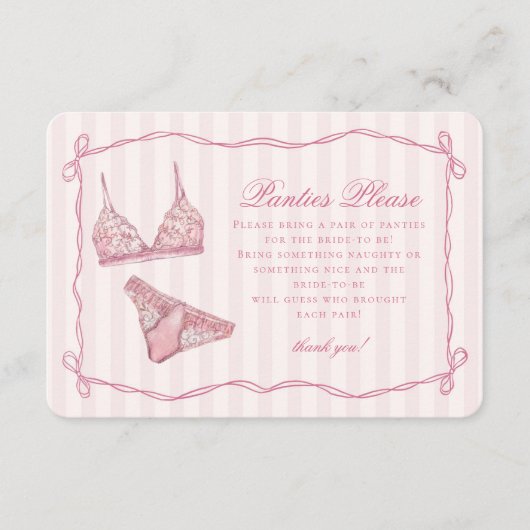 Pastellrosa Wäsche Dusche Slips Bitte Begleitkarte (Vorderseite)