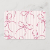 Pastellrosa Wäschegrößen Dusche Bow Begleitkarte (Rückseite)