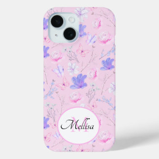 Pastellrosa Wasserfarben-Blumen-Schmetterlinge Mon Case-Mate iPhone Hülle