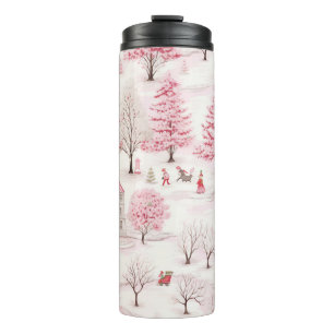 PASTELLROSA WEIHNACHTEN WINTERSZENE THERMOSBECHER