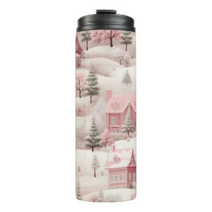 PASTELLROSA WEIHNACHTEN WINTERSZENE THERMOSBECHER