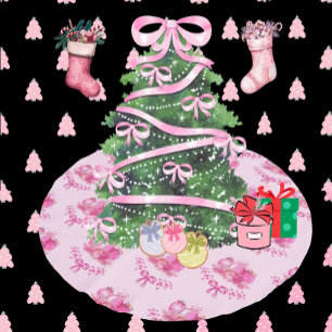 Pastellrosa Weihnachtsbaum-Unterlage Polyester Weihnachtsbaumdecke