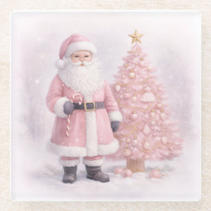 Pastellrosa Weihnachtsmann Glasuntersetzer
