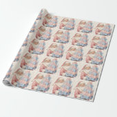 Pastellrosa Weihnachtsmann mit Geschenken  Geschenkpapier (Ungerollt)