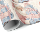 Pastellrosa Weihnachtsmann mit Geschenken  Geschenkpapier (Rolleneckpunkt)