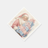 Pastellrosa Weihnachtsmann mit Geschenken  Serviette (Ecke)