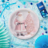 Pastellrosa Weihnachtsmann Pappteller (Party)